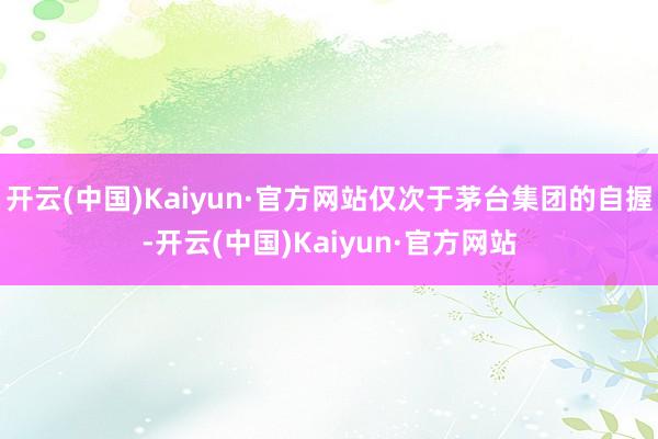 开云(中国)Kaiyun·官方网站仅次于茅台集团的自握-开云(中国)Kaiyun·官方网站