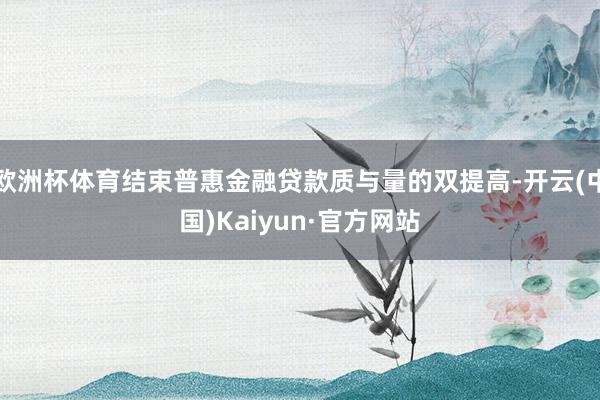 欧洲杯体育结束普惠金融贷款质与量的双提高-开云(中国)Kaiyun·官方网站