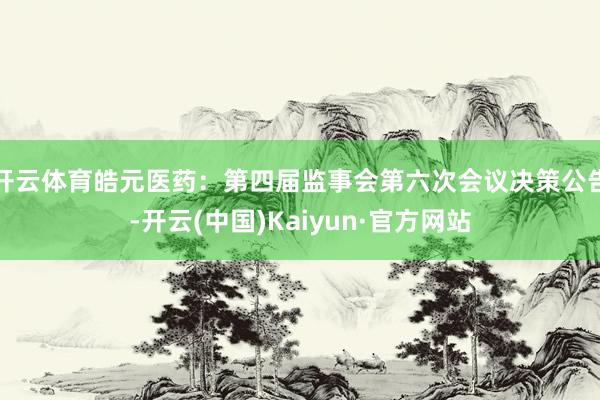 开云体育皓元医药：第四届监事会第六次会议决策公告-开云(中国