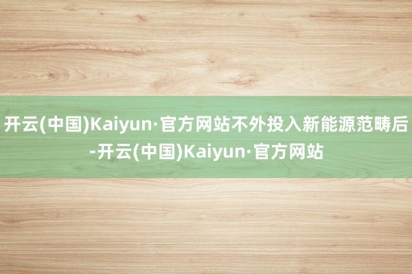 开云(中国)Kaiyun·官方网站不外投入新能源范畴后-开云