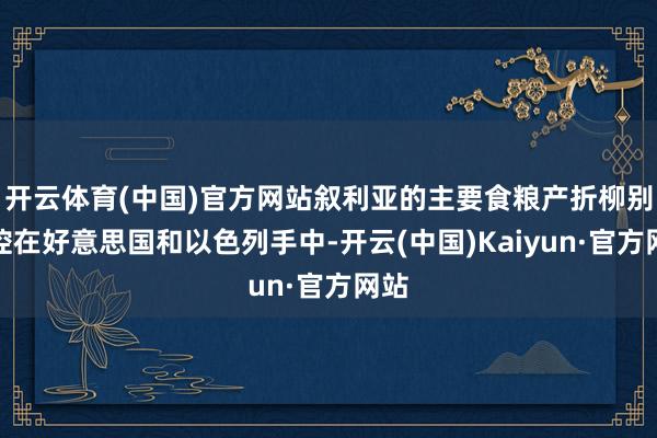 开云体育(中国)官方网站叙利亚的主要食粮产折柳别掌控在好意思